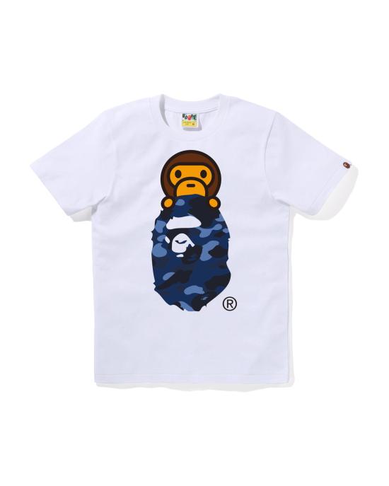  베이프 반팔 티셔츠 002TEL802017LWH3 WHITE NAVY DOM