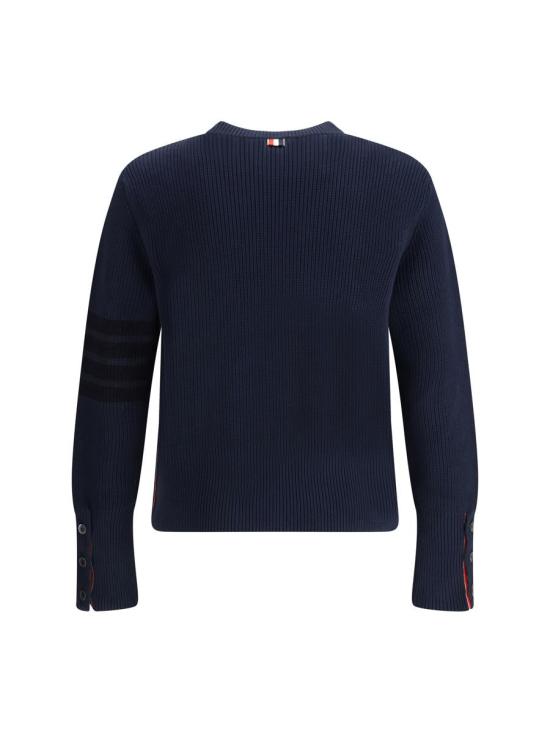 26SS 톰브라운 코튼 가디건 스티치 4바 풀오버 MKA580AY3065 415 BLUE - THOM BROWNE