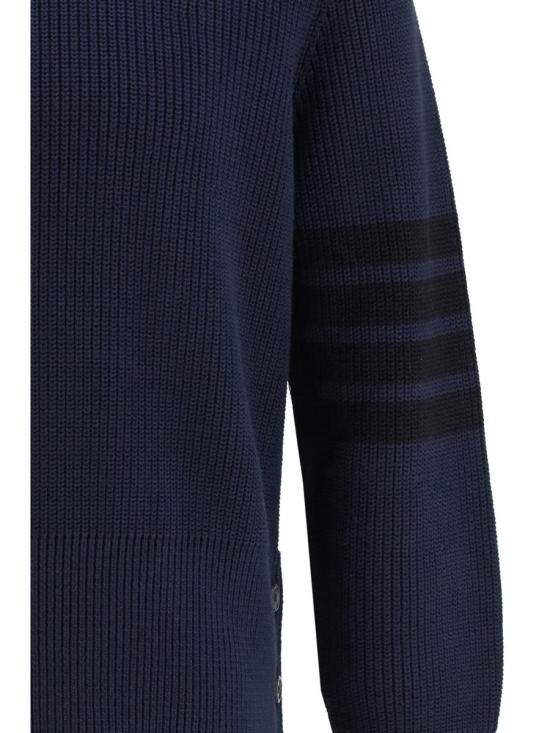 26SS 톰브라운 코튼 가디건 스티치 4바 풀오버 MKA580AY3065 415 BLUE - THOM BROWNE