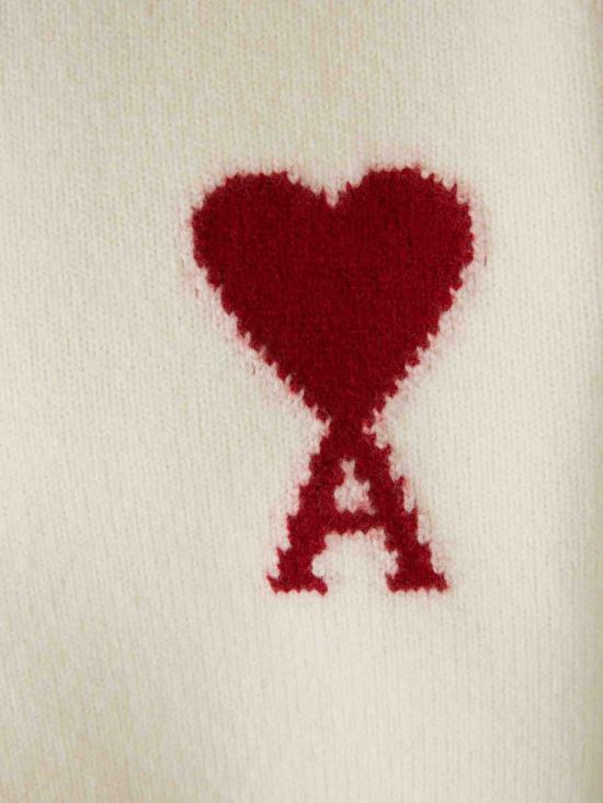 25FW 아미 빅 하트 울 크루넥 스웨터 UKS838 018 154OFF WHITE RED - AMI