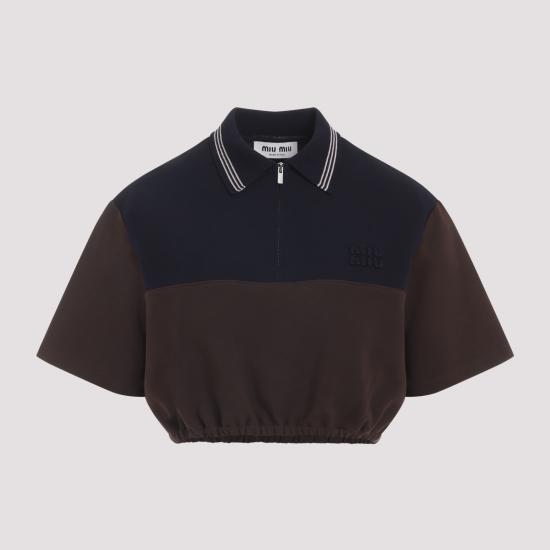 26SS 미우미우 폴로 티셔츠 MT2169SOOO 18FX F0KGN CACAO BLU - MIU MIU