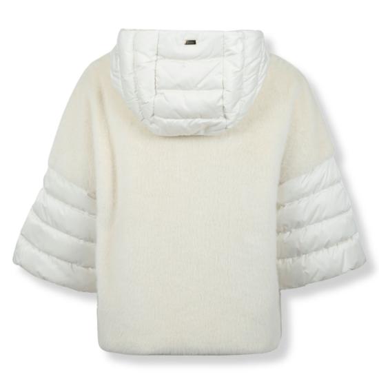 25FW 에르노 새틴 & 레이디 얼터너티브 퍼 케이프 다운 자켓 PI002132D 12170Z White - HERNO