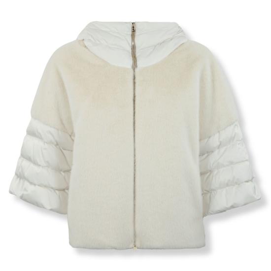 25FW 에르노 새틴 & 레이디 얼터너티브 퍼 케이프 다운 자켓 PI002132D 12170Z White