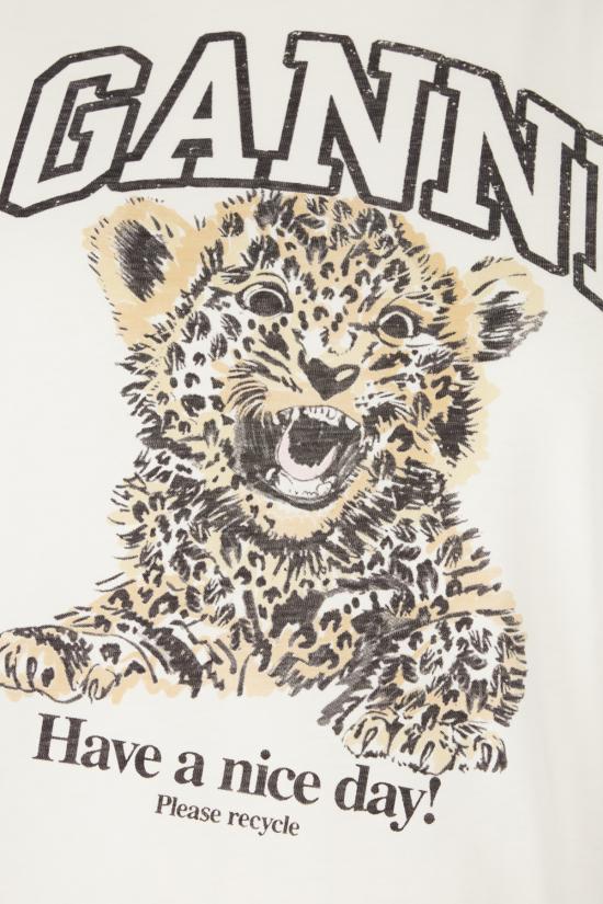 26FW 가니 베이직 저지 레오파드 릴렉스드 티셔츠 T41243575 943 LEOPARD - GANNI