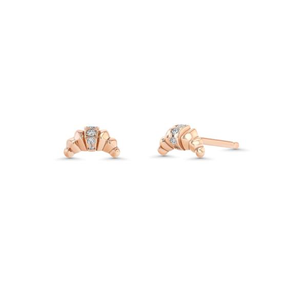  리지 맨들러 파인 주얼리 이어링 크루아상 스터드, 센터 파베 로우 - LIZZI MANDLER FINE JEWELRY