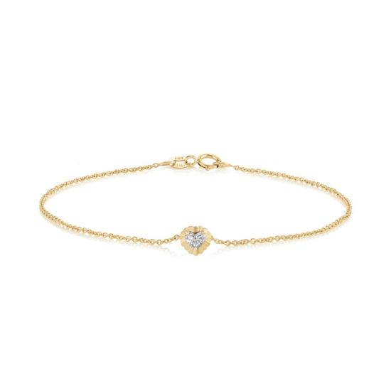  리지 맨들러 파인 주얼리 팔찌 플루티드 버튼 브레이슬릿, 하트 다이아몬드 브레이슬릿