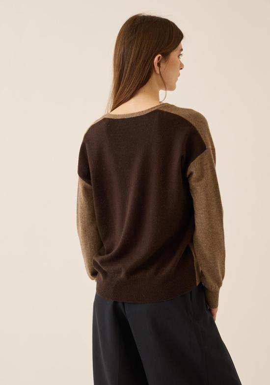  데미리 뉴욕 가디건 데밀리 아비게일 캐시미어 카디건 무염색 베이지/에스프레소 - DEMYLEE