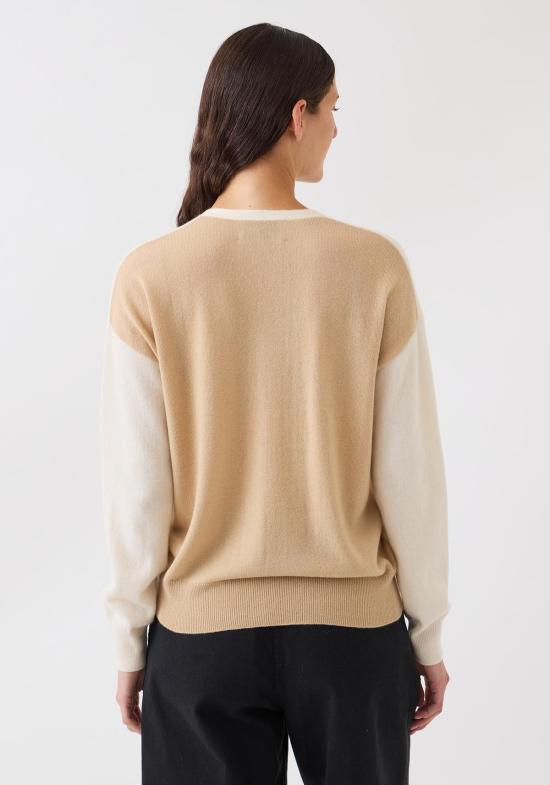  데미리 뉴욕 가디건 데밀리 아비게일 캐시미어 카디건 무염색 베이지/에스프레소 - DEMYLEE