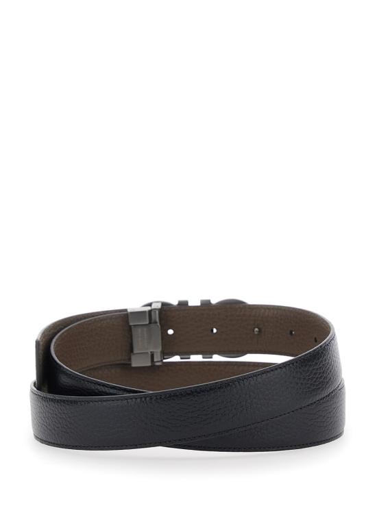 26SS 살바토레 페라가모 간치니 리버시블 레더 가죽 벨트 6704280780486 Black - SALVATORE FERRAGAMO