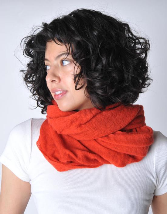  보또 쥐세페 머플러/스카프 보토 주세페 두꺼운 플레임 클래식 니트 캐시미어 튜브 스카프 오렌지 - BOTTO GIUSEPPE