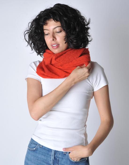  보또 쥐세페 머플러/스카프 보토 주세페 두꺼운 플레임 클래식 니트 캐시미어 튜브 스카프 오렌지