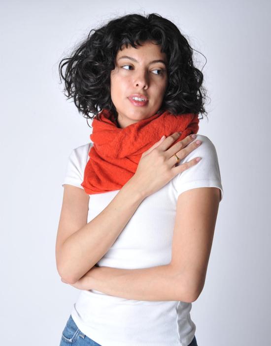  보또 쥐세페 머플러/스카프 보토 주세페 두꺼운 플레임 클래식 니트 캐시미어 튜브 스카프 오렌지 - BOTTO GIUSEPPE