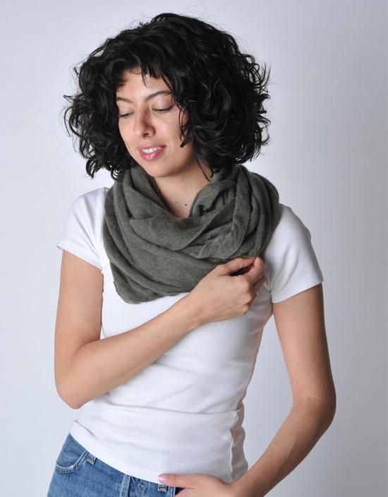  보또 쥐세페 머플러/스카프 보토 주세페 두꺼운 올리브 멜란지 니트 캐시미어 튜브 스카프 올리브