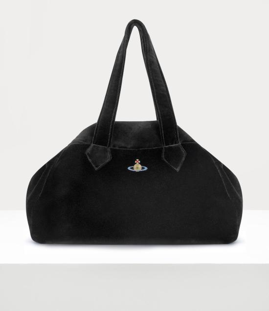  비비안웨스트우드 벨벳 아카이브 라지 야스민 핸드백 47010005W W00ZL N401 BLACK DOM