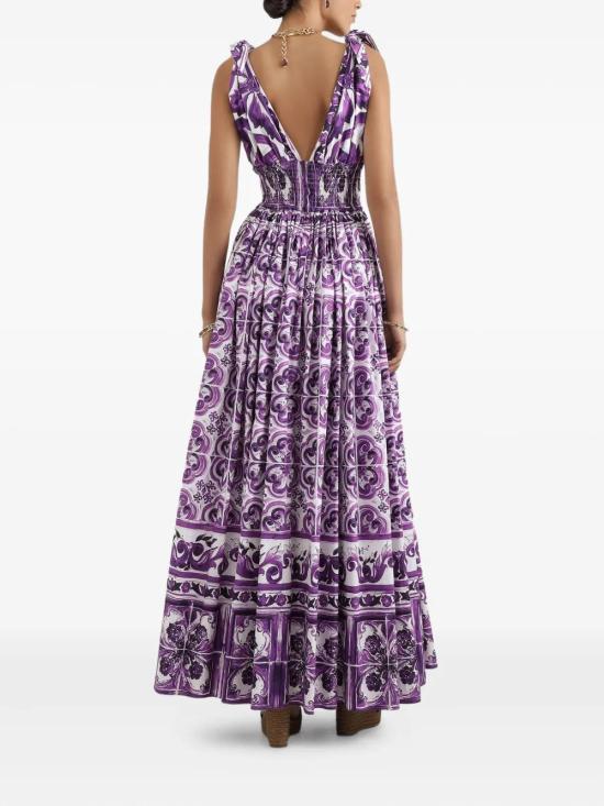 25FW 돌체앤가바나 롱 원피스 F6TYSTHH5EN IP3TN MIX MAIOLICA VIOLA - DOLCE & GABBANA