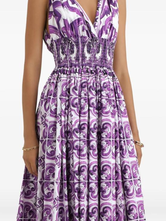 25FW 돌체앤가바나 롱 원피스 F6TYSTHH5EN IP3TN MIX MAIOLICA VIOLA - DOLCE & GABBANA