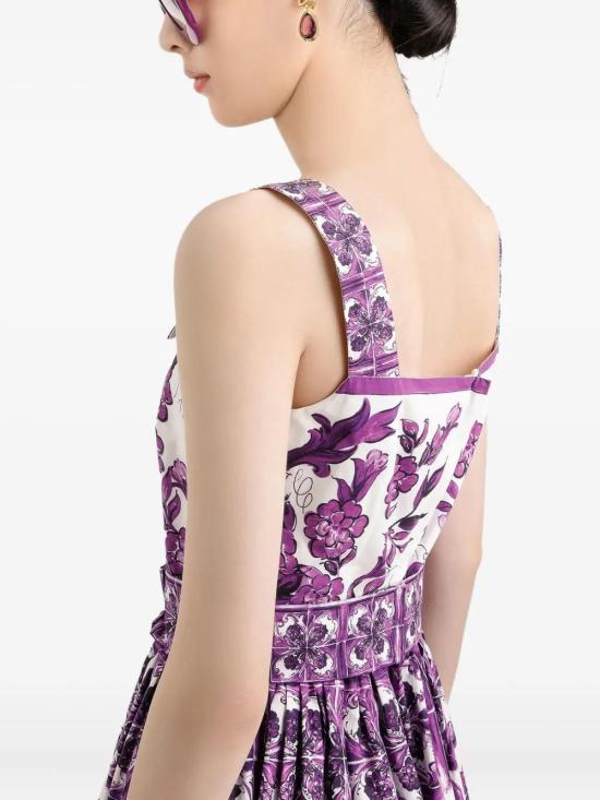 25FW 돌체앤가바나 미디 원피스 F6TTJTHH5EN IP3TN MIX MAIOLICA VIOLA - DOLCE & GABBANA