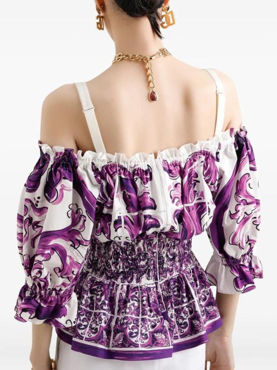 25FW 돌체앤가바나 블라우스 F71I6TFI5JP HP5DQ MIX MAIOLICA L VIOLA - DOLCE & GABBANA