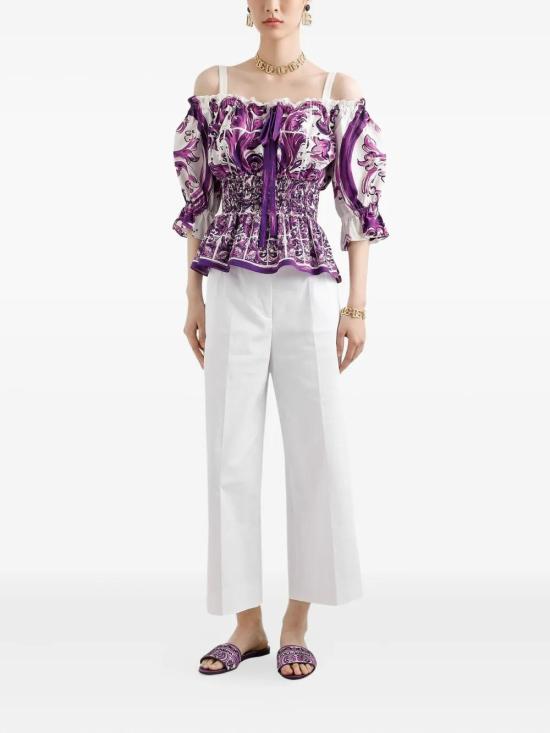 25FW 돌체앤가바나 블라우스 F71I6TFI5JP HP5DQ MIX MAIOLICA L VIOLA - DOLCE & GABBANA