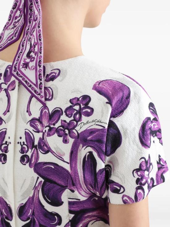 25FW 돌체앤가바나 미디 원피스 F6TVATFP9AL HD5DQ MAIOLICA 4L VIOLA - DOLCE & GABBANA