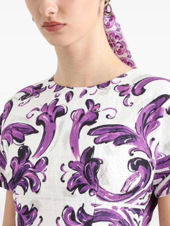 25FW 돌체앤가바나 미디 원피스 F6TVATFP9AL HD5DQ MAIOLICA 4L VIOLA - DOLCE & GABBANA