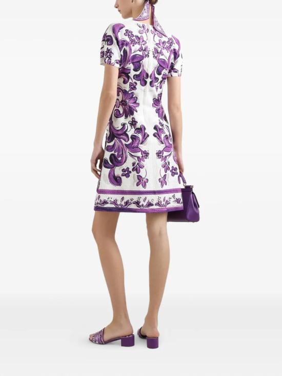 25FW 돌체앤가바나 미디 원피스 F6TVATFP9AL HD5DQ MAIOLICA 4L VIOLA - DOLCE & GABBANA