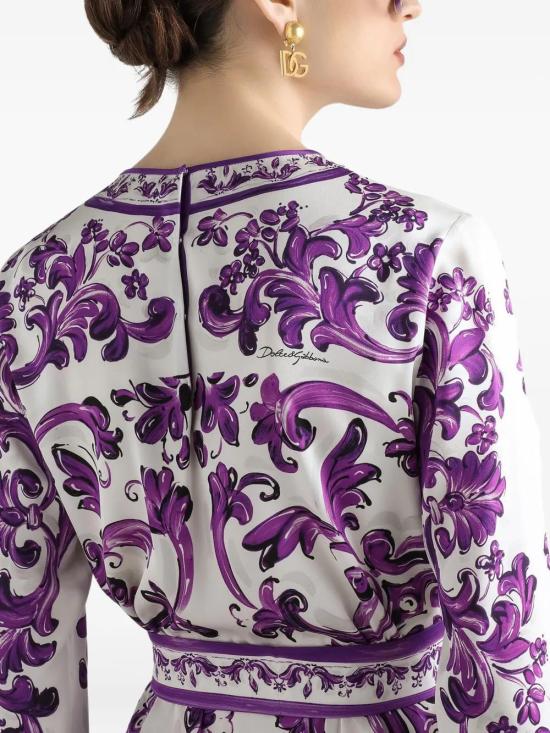 25FW 돌체앤가바나 미디 원피스 F6TVCTHPAE8 HD5DQ MAIOLICA 4L VIOLA - DOLCE & GABBANA