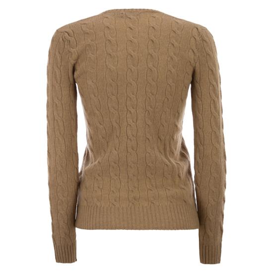 26SS 폴로 랄프로렌 포니 로고 자수 케이블 니트 v넥 스웨터 211971866 CAMEL - POLO RALPH LAUREN