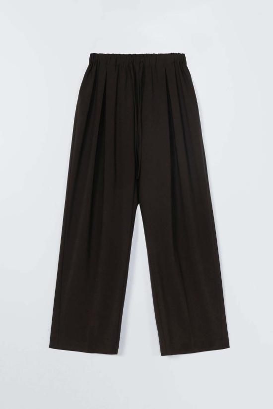  코데라 스트레이트 팬츠 플리츠 릴렉스  다크 브라운 - CORDERA