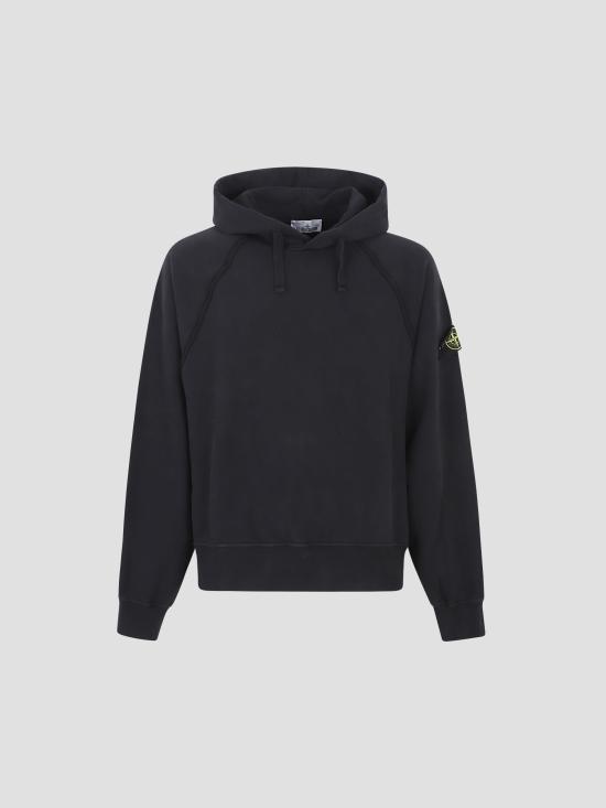 25FW 스톤 아일랜드 6100023 브러쉬드 오가닉 코튼 플리스 오버사이즈 후드 티셔츠 K2S156100023S0A20 V0029 BLACK