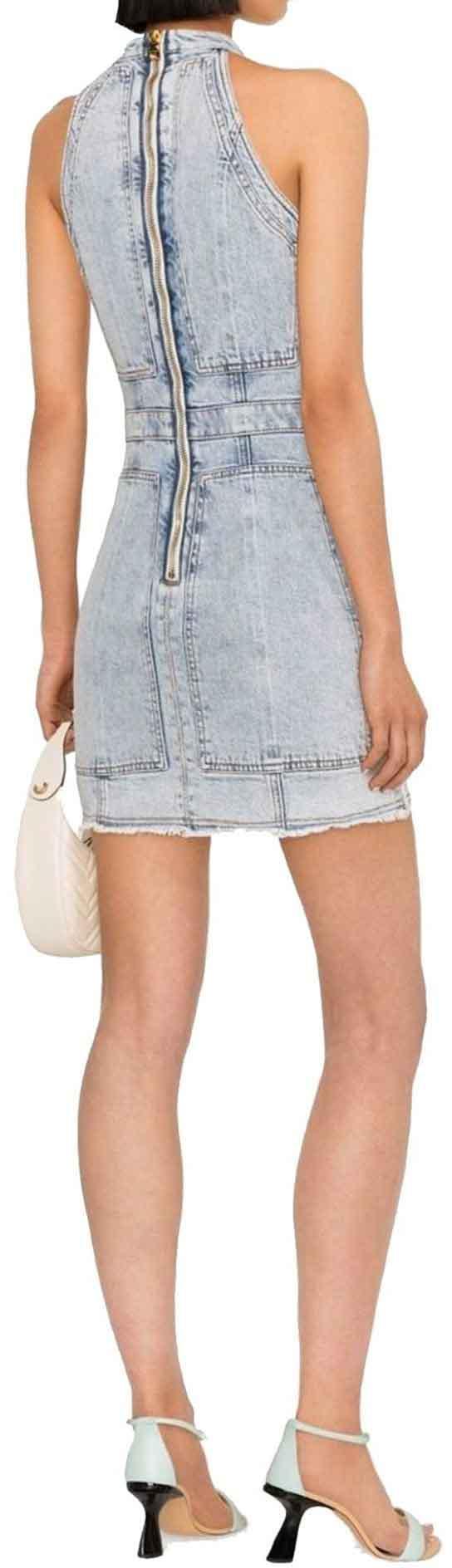  발망 숏 원피스 YF0R3095DC576FC BLUE - BALMAIN