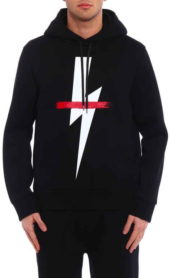  닐바렛 후드 티셔츠 PBJS331CB514C1495 BLACK - NEIL BARRETT