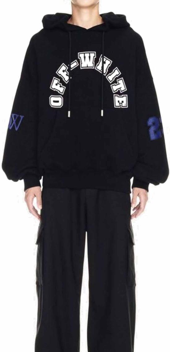  오프화이트 후드 티셔츠 OMBB118S24FLE0051001 BLACK - OFF WHITE