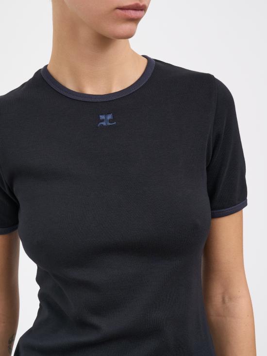 25FW 쿠레쥬 반팔 티셔츠 M125JTS017JS0203B175 Black - COURREGES