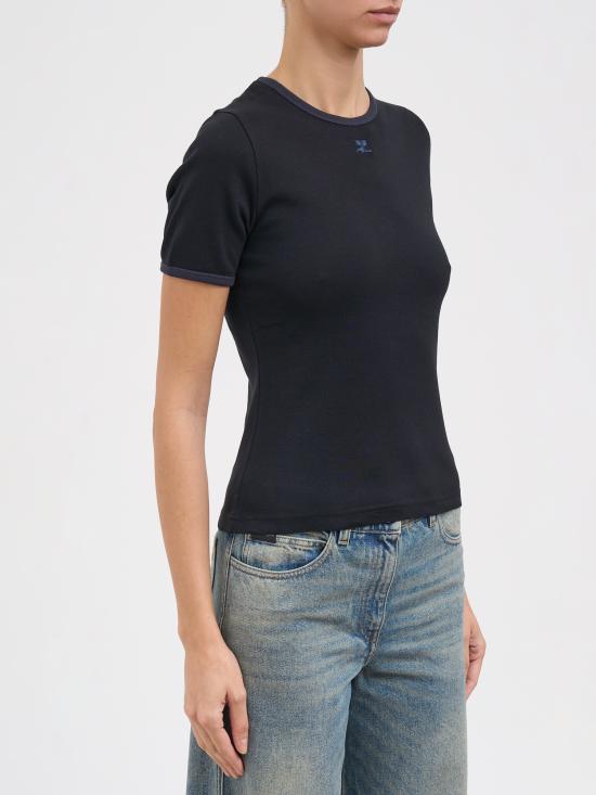 25FW 쿠레쥬 반팔 티셔츠 M125JTS017JS0203B175 Black - COURREGES