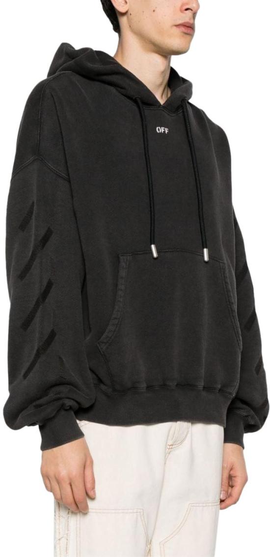 24FW 오프화이트 후드 티셔츠 OMBB118C99FLE0021077 BLACK - OFF WHITE