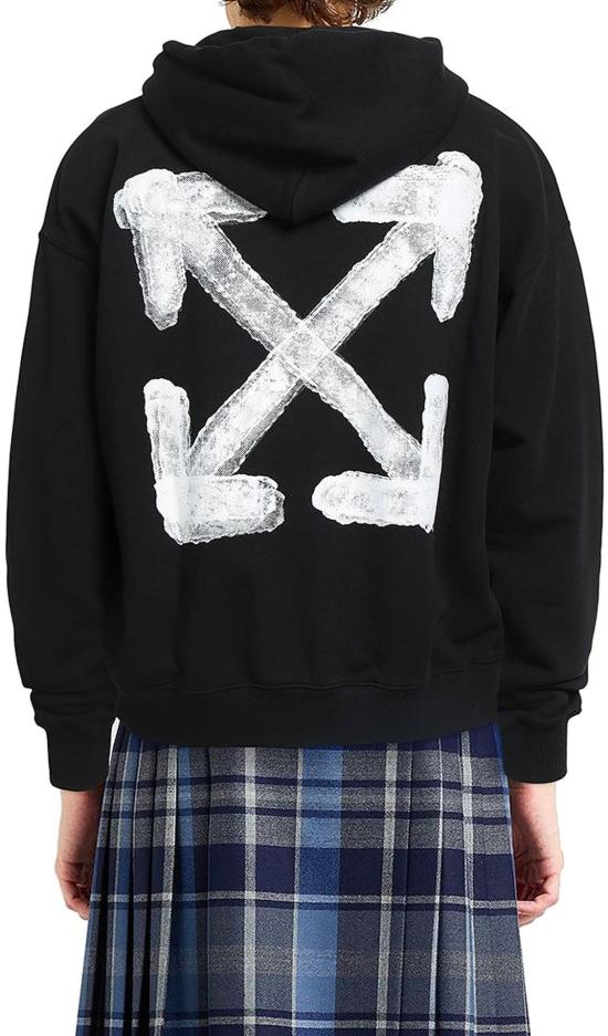 25FW 오프화이트 후드 티셔츠 44MBB085G5F00B1001 BLACK - OFF WHITE