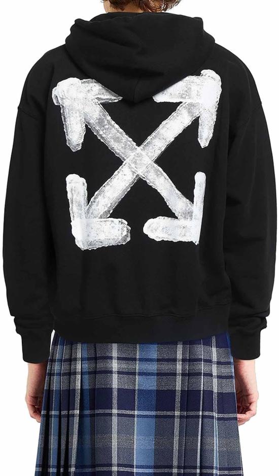 25FW 오프화이트 후드 티셔츠 44MBB085G5F00B1001 BLACK - OFF WHITE