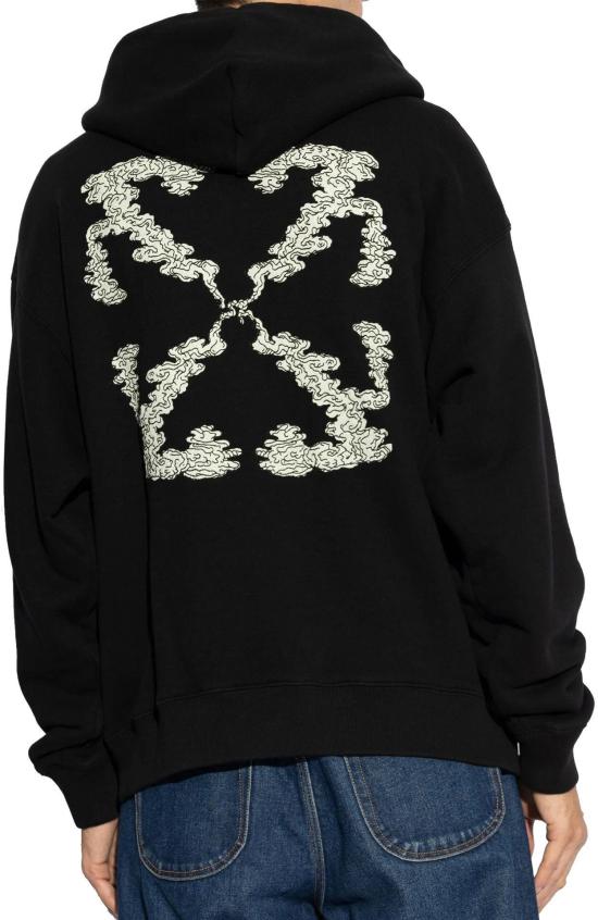 25FW 오프화이트 후드 티셔츠 44MBB085G5F00J1001 BLACK - OFF WHITE