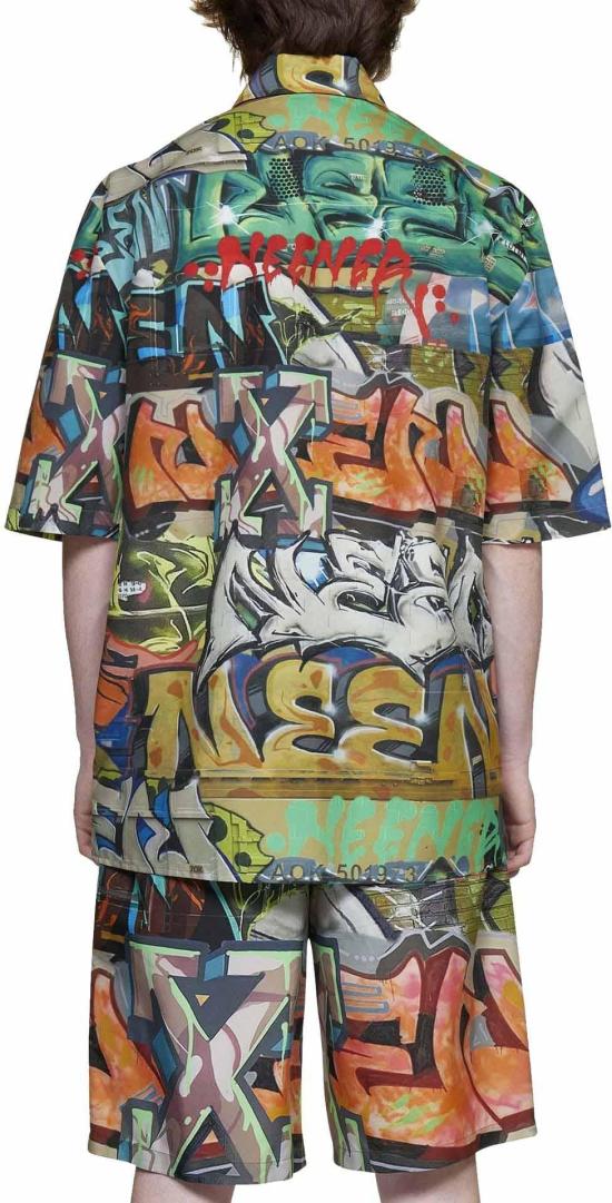  오프화이트 반팔 셔츠 OMGA216S22FAB0018400 BLACK - OFF WHITE