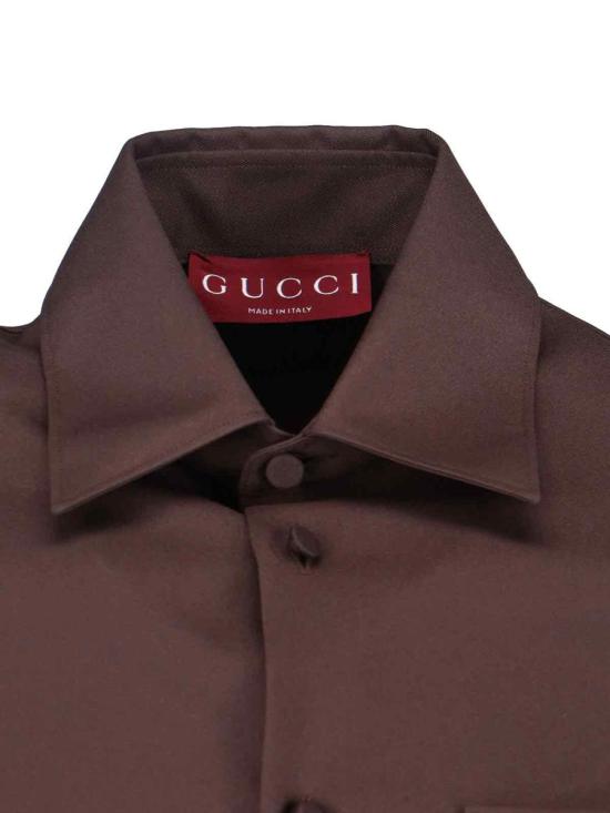 25FW 구찌 홀스빗 디테일 폴리에스터 트윌 셔츠 841624 ZAT432518 BROWN - GUCCI