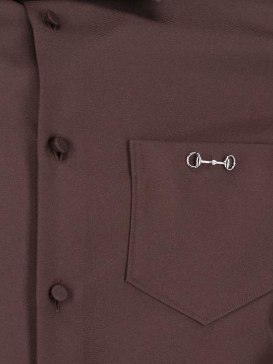 25FW 구찌 홀스빗 디테일 폴리에스터 트윌 셔츠 841624 ZAT432518 BROWN - GUCCI
