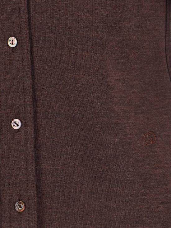25FW 구찌 울 코튼 저지 셔츠 836442 Z7AXV2063 BROWN - GUCCI