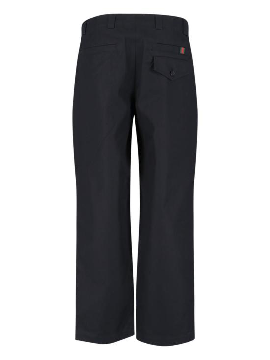 25FW 구찌 웹 디테일 코튼 트윌 팬츠 784049 Z7AJV1000 Black - GUCCI