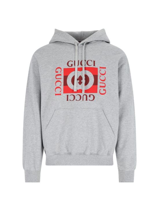 25FW 구찌 로고 프린트 코튼 저지 후드 티셔츠 788771 XJHDP1230 GREY