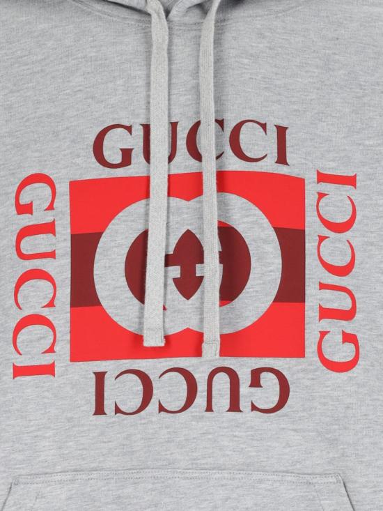 25FW 구찌 로고 프린트 코튼 저지 후드 티셔츠 788771 XJHDP1230 GREY - GUCCI