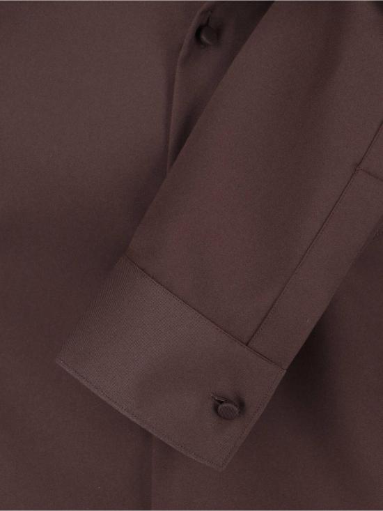 25FW 구찌 홀스빗 디테일 폴리에스터 트윌 셔츠 841624 ZAT43 2518 Brown - GUCCI