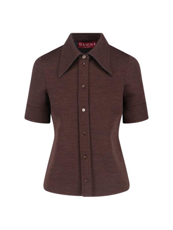 25FW 구찌 울 코튼 저지 셔츠 836442 Z7AXV 2063 Brown