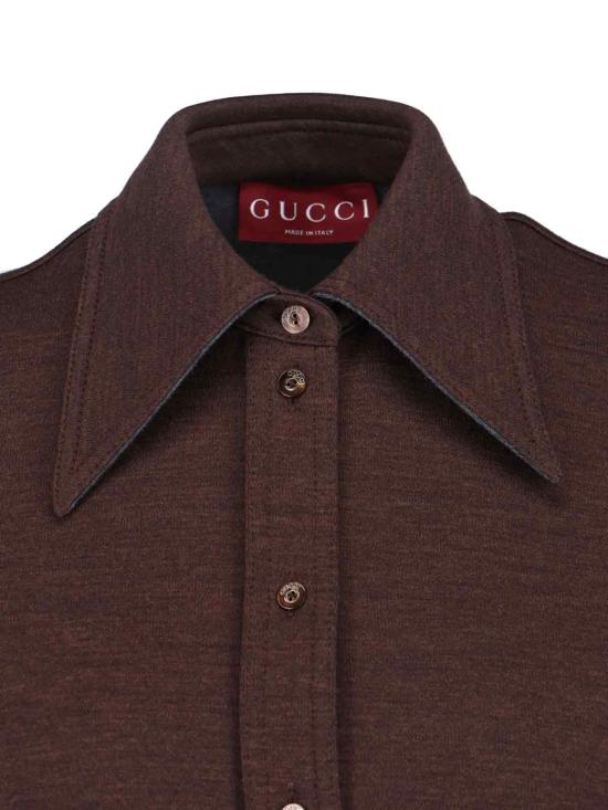 25FW 구찌 울 코튼 저지 셔츠 836442 Z7AXV 2063 Brown - GUCCI