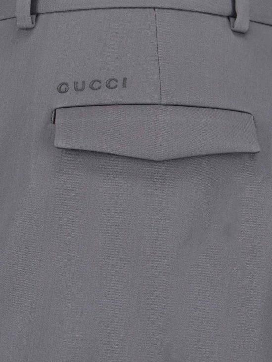 25FW 구찌 헤비 울 새틴 팬츠 850333 Z7AYB 1085 Grey - GUCCI